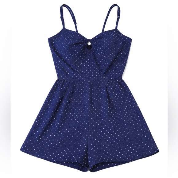 Trixxi Pants - Trixxi Navy and White Polka Dot Romper